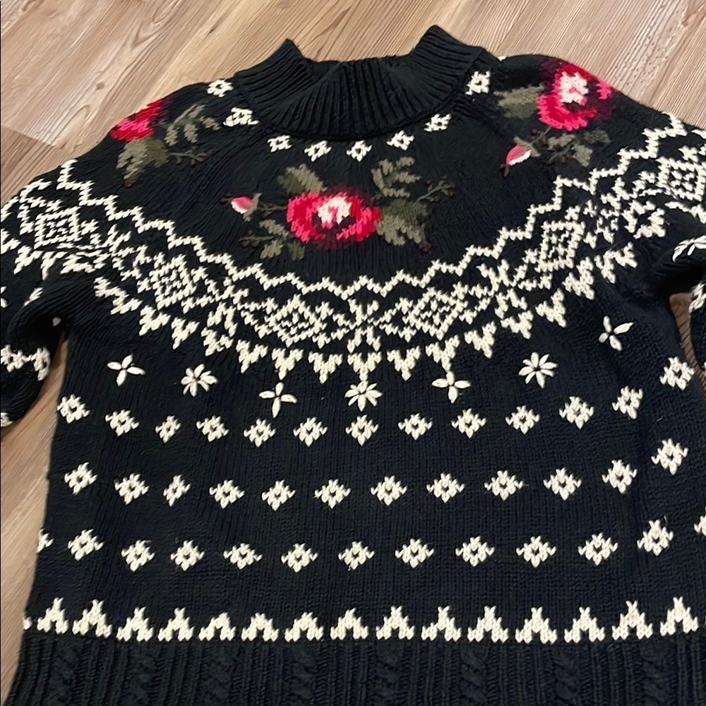 Northern Isles B. Moss Floral Patterned navy Sweater Large - Picture 5 of 6